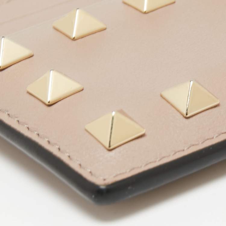 Pre Owned Valentino Poudre Leather Rockstud Card Holder
