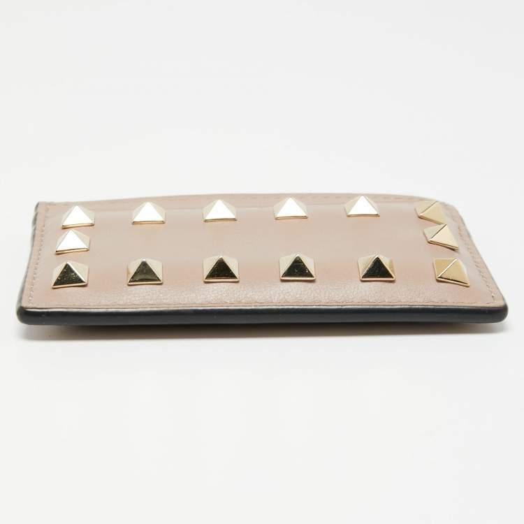 Pre Owned Valentino Poudre Leather Rockstud Card Holder