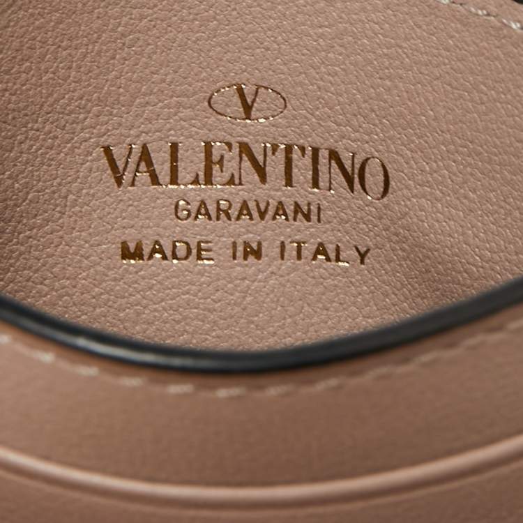 Pre Owned Valentino Poudre Leather Rockstud Card Holder