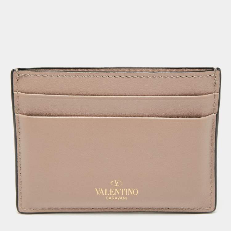 Pre Owned Valentino Poudre Leather Rockstud Card Holder