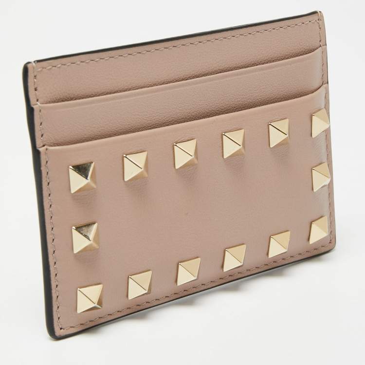 Pre Owned Valentino Poudre Leather Rockstud Card Holder
