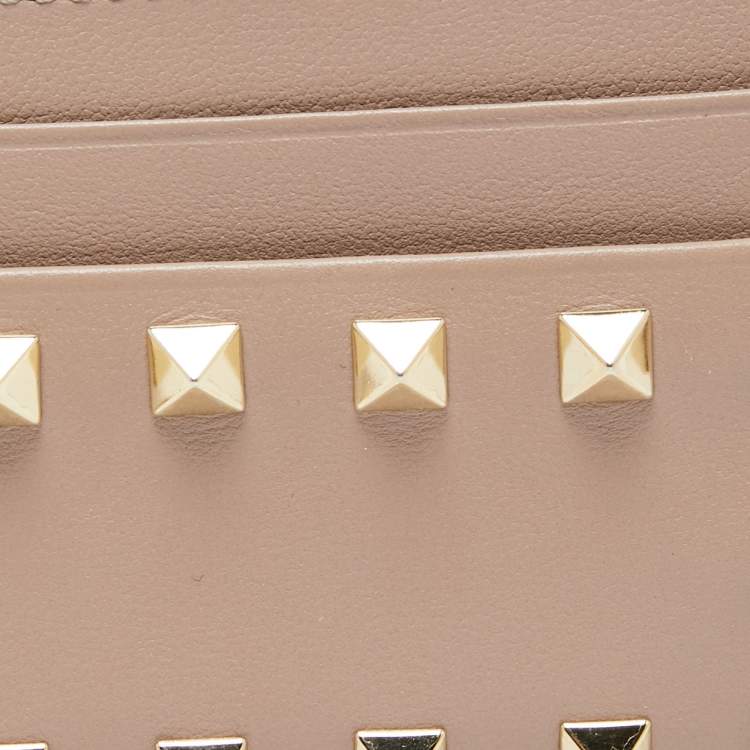 Pre Owned Valentino Poudre Leather Rockstud Card Holder