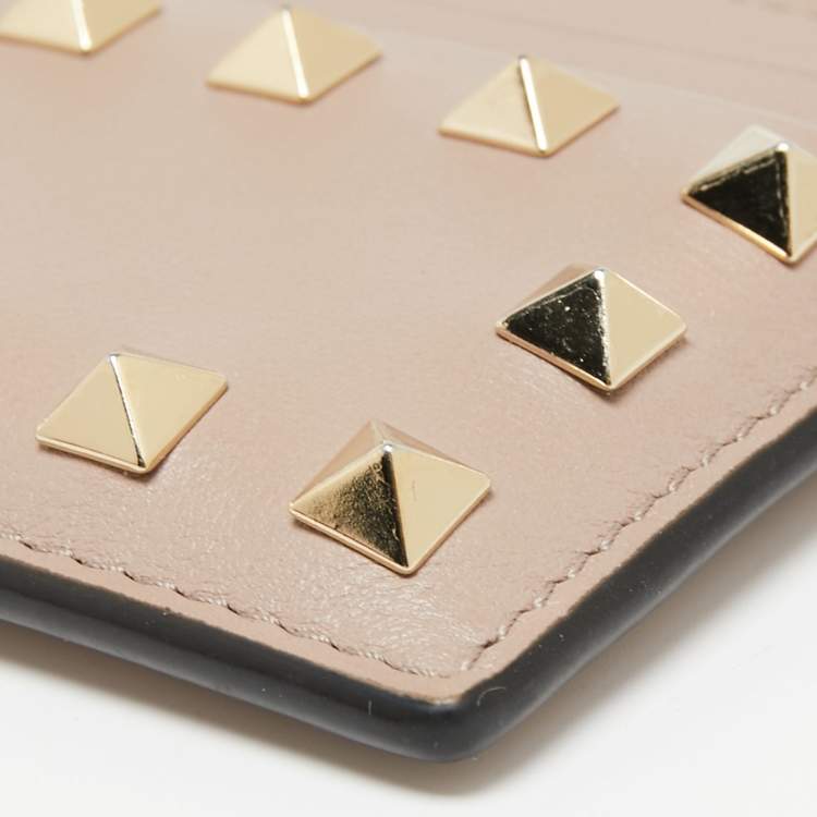 Pre Owned Valentino Poudre Leather Rockstud Card Holder