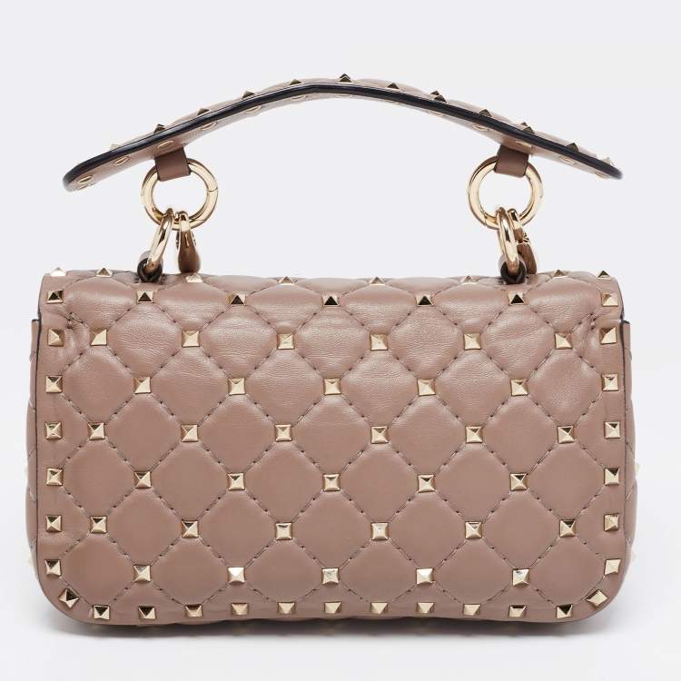 مملوكة مسبقًا Valentino Old Rose Quilted Leather Small Rockstud Spike Chain Bag