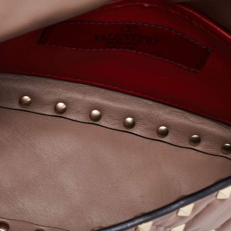 مملوكة مسبقًا Valentino Old Rose Quilted Leather Small Rockstud Spike Chain Bag