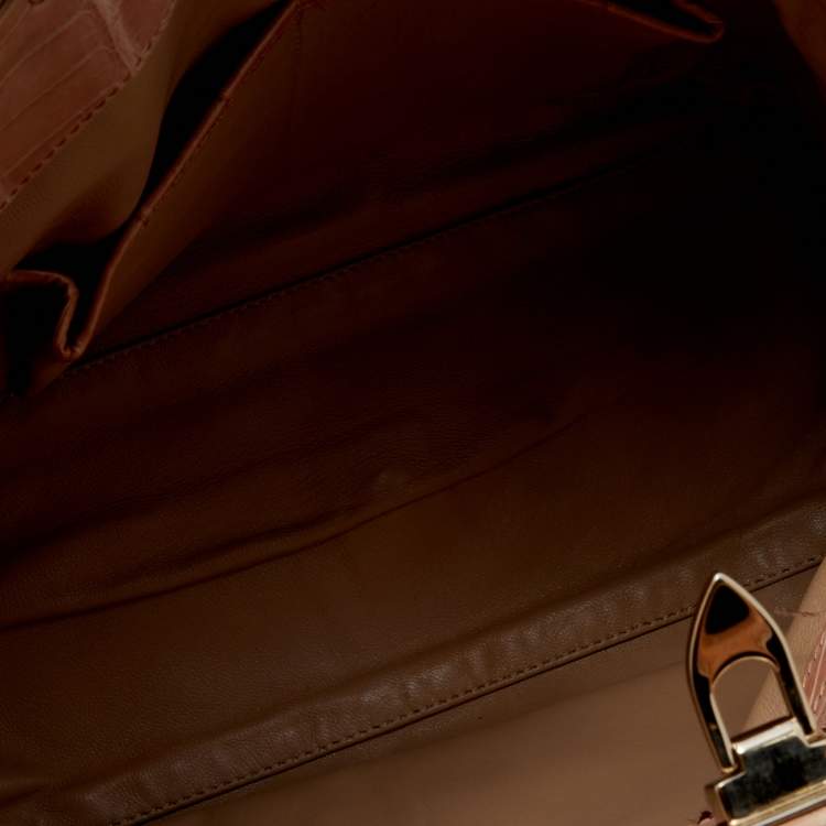 Pre Owned Valentino Beige Crocodile Leather Rockstud Tote