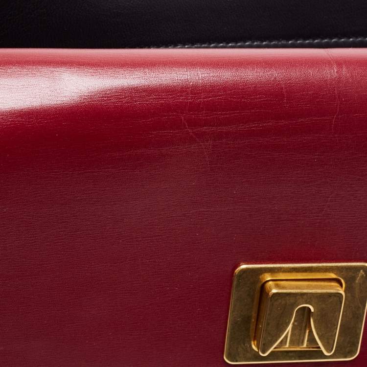Pre Owned Valentino Black/Red Leather VRing Flap Shoulder Bag