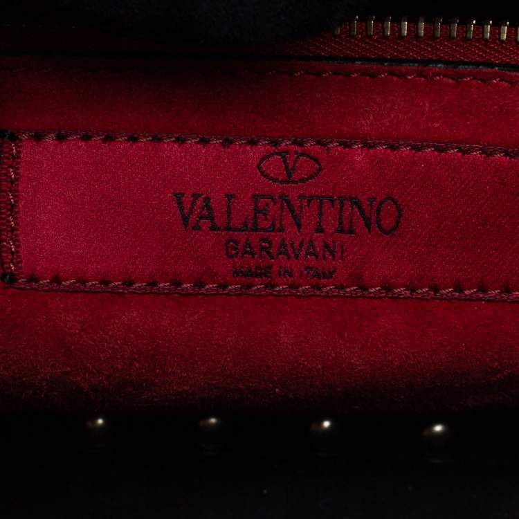 Pre Owned Valentino Black Quilted Leather Medium Butterfly Rockstud Spike Top Handle Bag