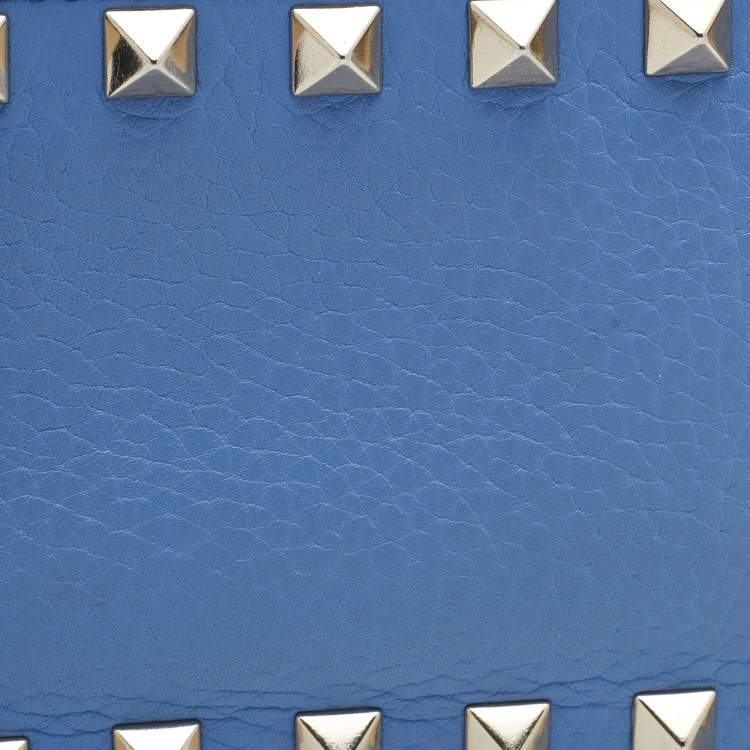 Pre Owned Valentino Blue Leather Rockstud Coin Purse