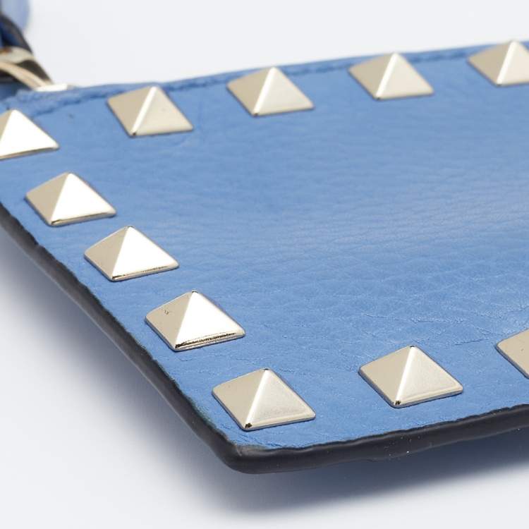 Pre Owned Valentino Blue Leather Rockstud Coin Purse