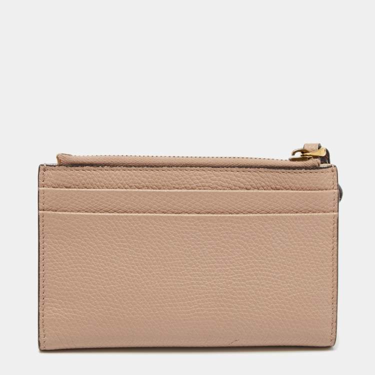 Pre Owned Valentino Beige Leather VLogo Bifold Wallet