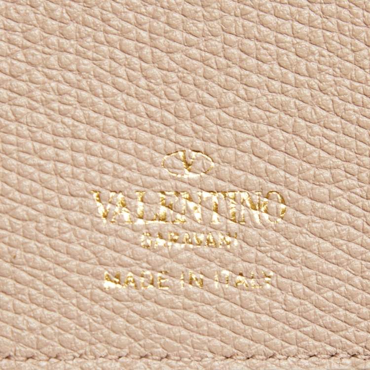 Pre Owned Valentino Beige Leather VLogo Bifold Wallet
