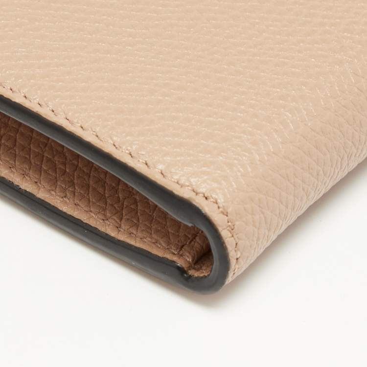 Pre Owned Valentino Beige Leather VLogo Bifold Wallet