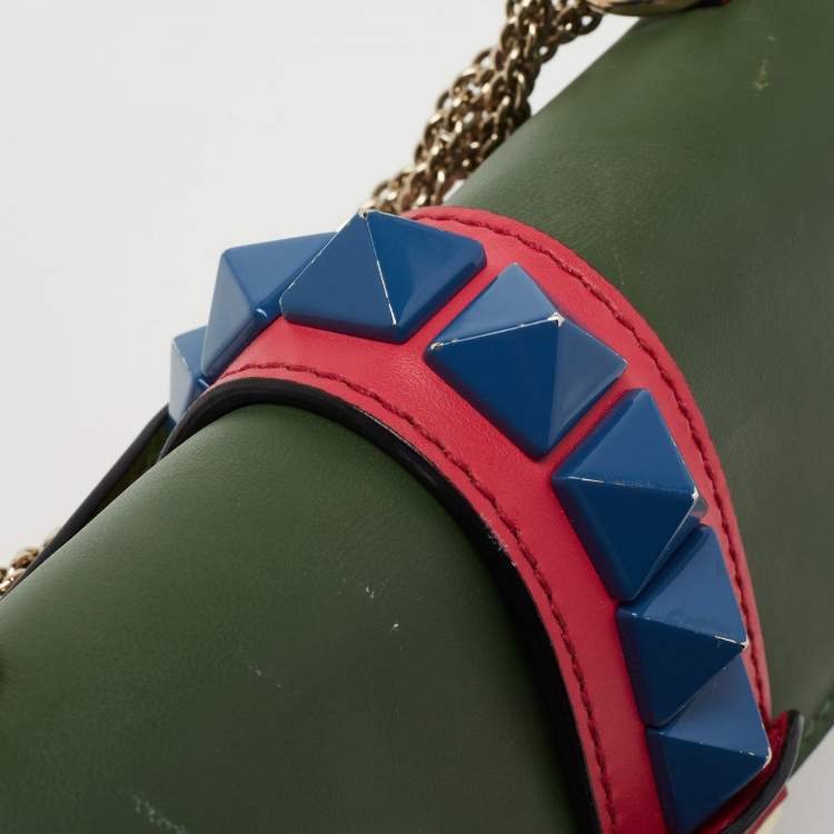 Pre Owned Valentino Multicolor Leather Small Rockstud Glam Lock Flap Bag