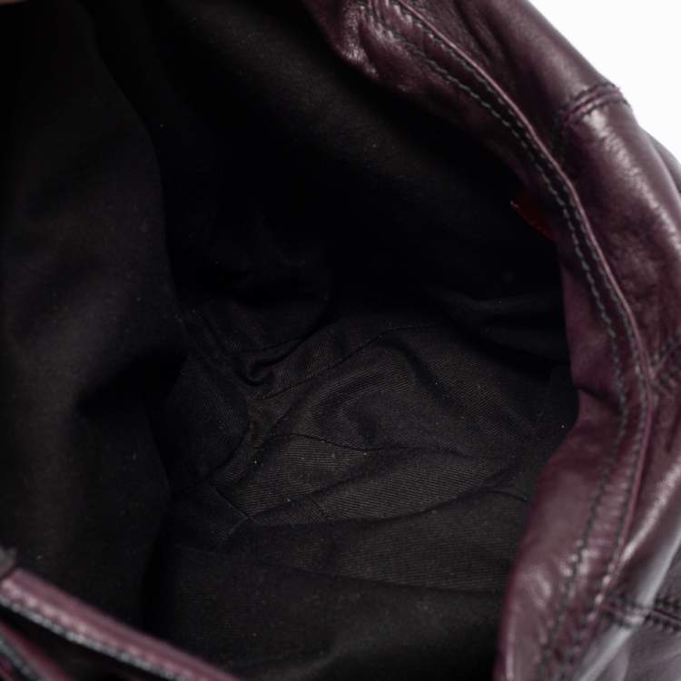 Pre Owned Valentino Plum Leather Floral Applique Hobo