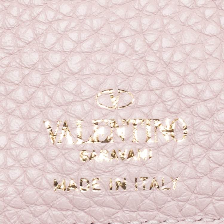 Pre Owned Valentino Pink Leather Rockstud Wallet