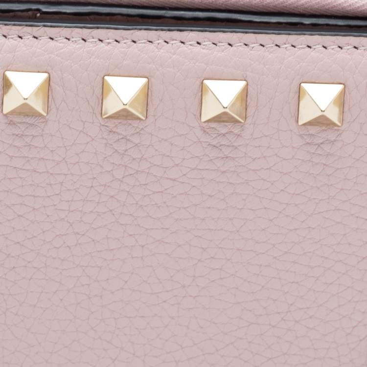 Pre Owned Valentino Pink Leather Rockstud Wallet