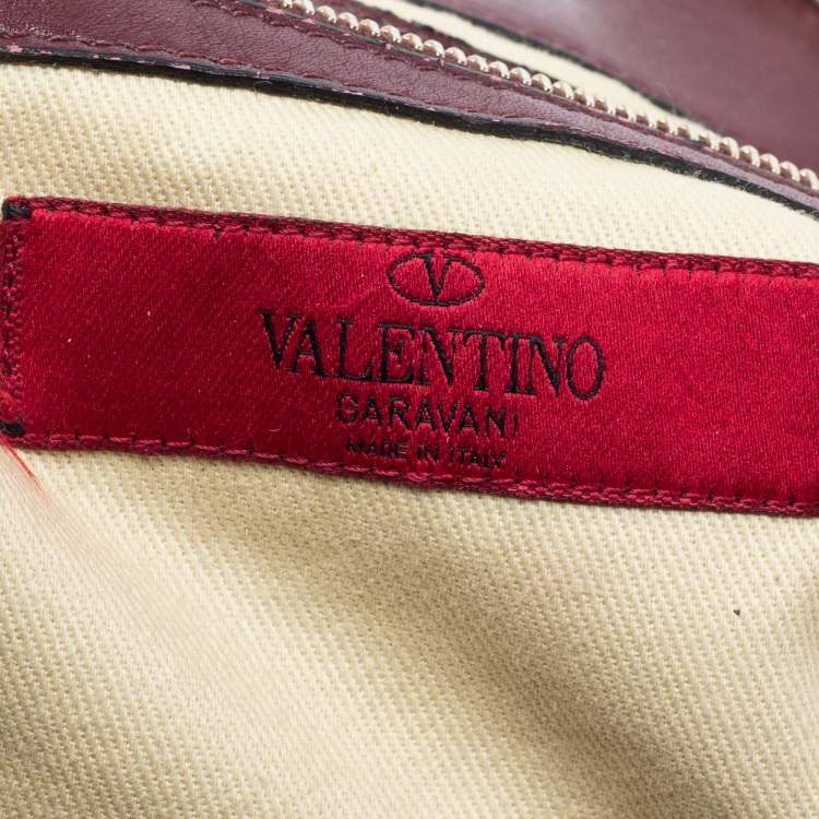 Pre Owned Valentino Burgundy Leather Rockstud Va Va Voom Tote 