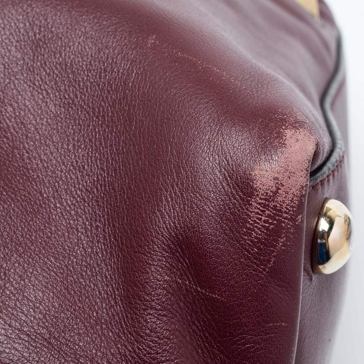 Pre Owned Valentino Burgundy Leather Rockstud Va Va Voom Tote 