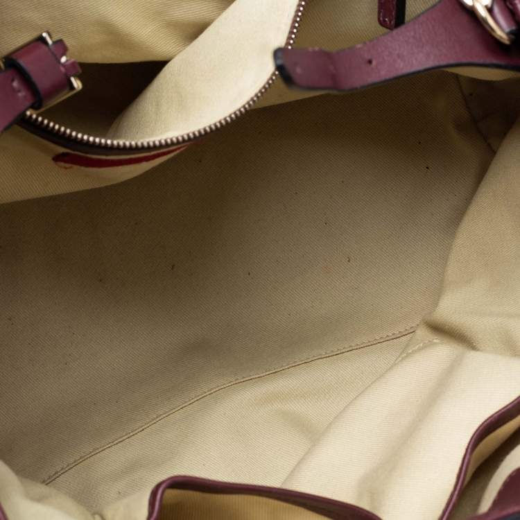 Pre Owned Valentino Burgundy Leather Rockstud Va Va Voom Tote 