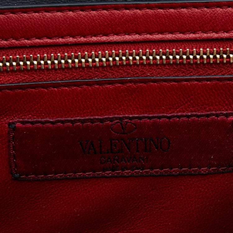 Pre Owned Valentino Metallic Gold Quilted Leather Rockstud Spike Wallet On Chain