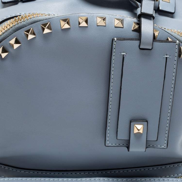 Pre Owned Valentino Blue Leather Medium Rockstud Backpack