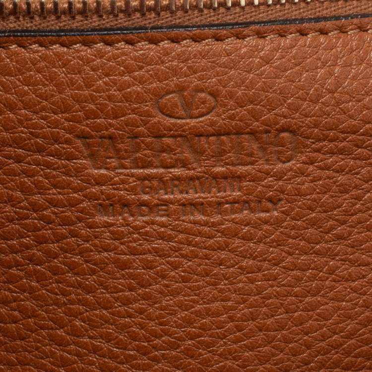 Pre Owned Valentino Brown Leather Rockstud Trapeze Tote