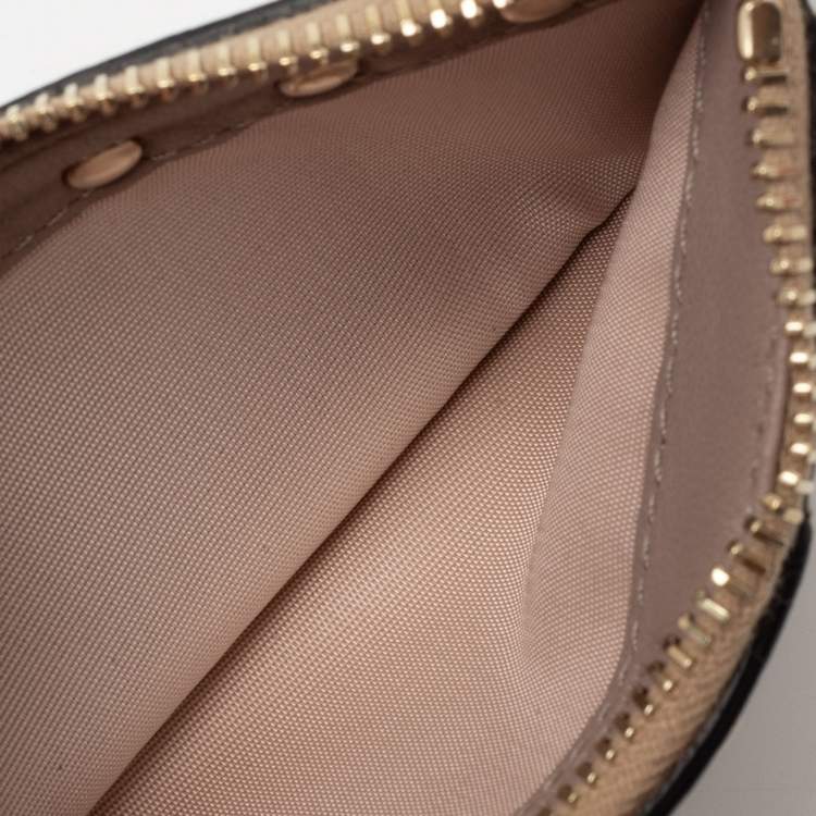 Pre Owned Valentino Light Gold Leather Rockstud Zip Card Holder 