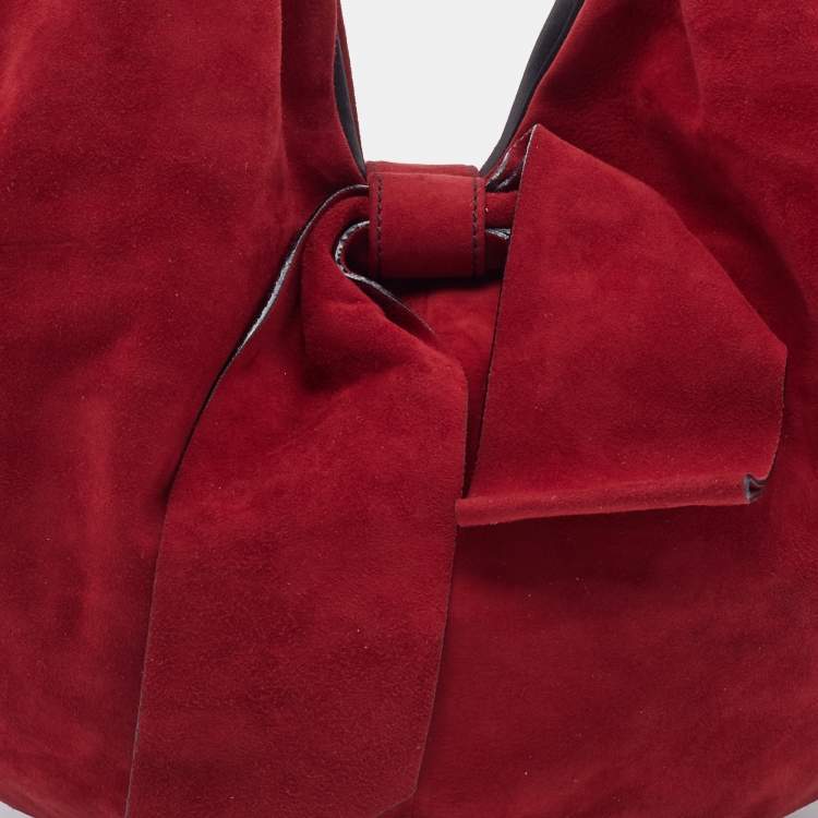 Pre Owned Valentino Red Suede and Leather 360 Bow Hobo