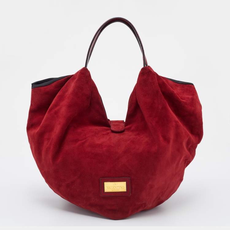 Pre Owned Valentino Red Suede and Leather 360 Bow Hobo