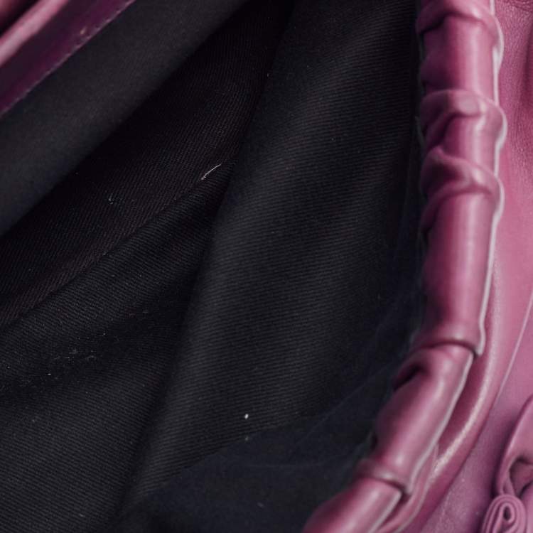 Pre Owned Valentino Purple Leather Rose Frame Top Handle Bag