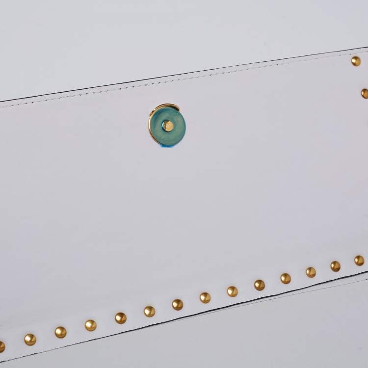 Pre Owned Valentino White Leather Rockstud Wristlet Clutch