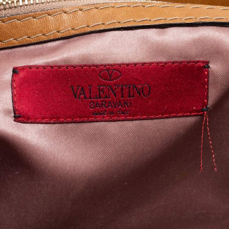 مملوكة مسبقًا Valentino Beige/Brown Suede and Leather Aphrodite Bow Top Handle Bag