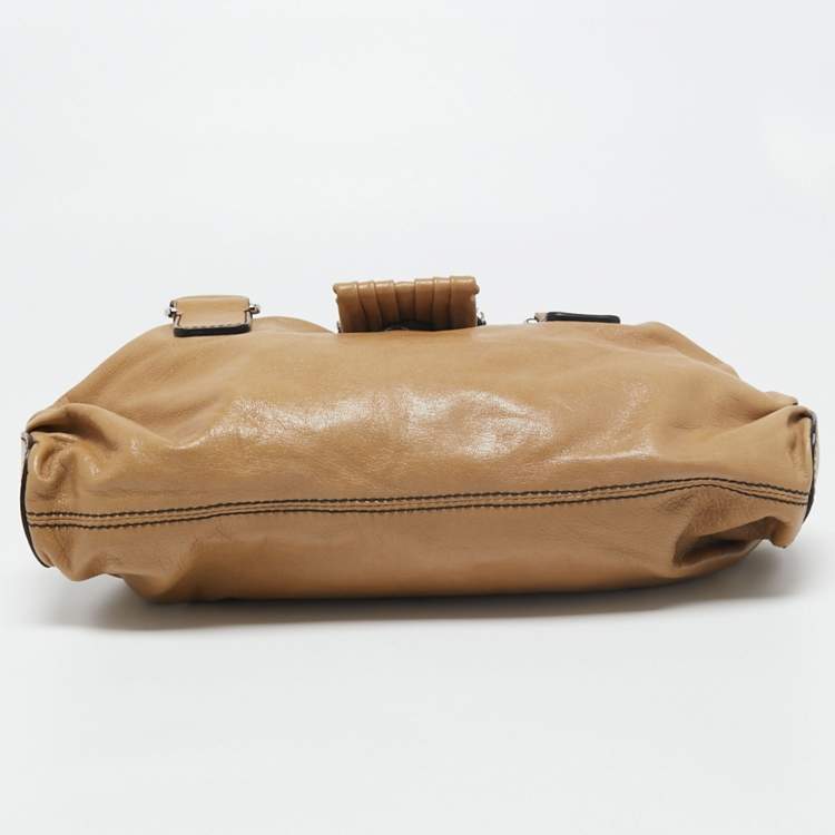 Pre Owned Valentino Brown Leather Studded V Ring Shoulder Bag