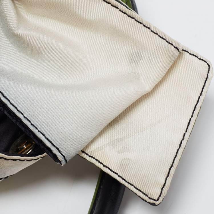 Pre Owned Valentino Multicolor Printed Nylon And Leather Double Pocket Bow Tote