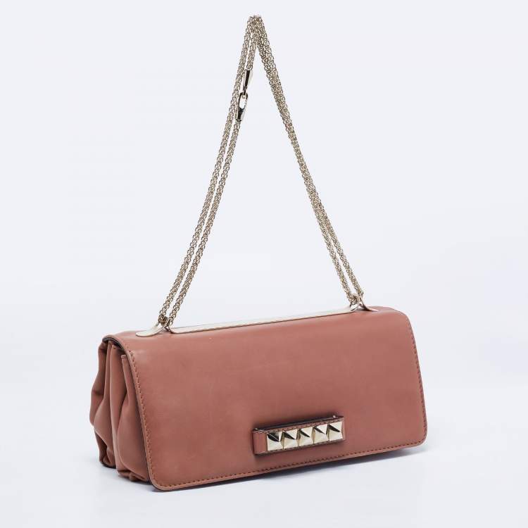 Pre Owned Valentino Brown Leather Va Va Voom Chain Shoulder Bag