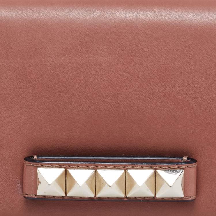 Pre Owned Valentino Brown Leather Va Va Voom Chain Shoulder Bag