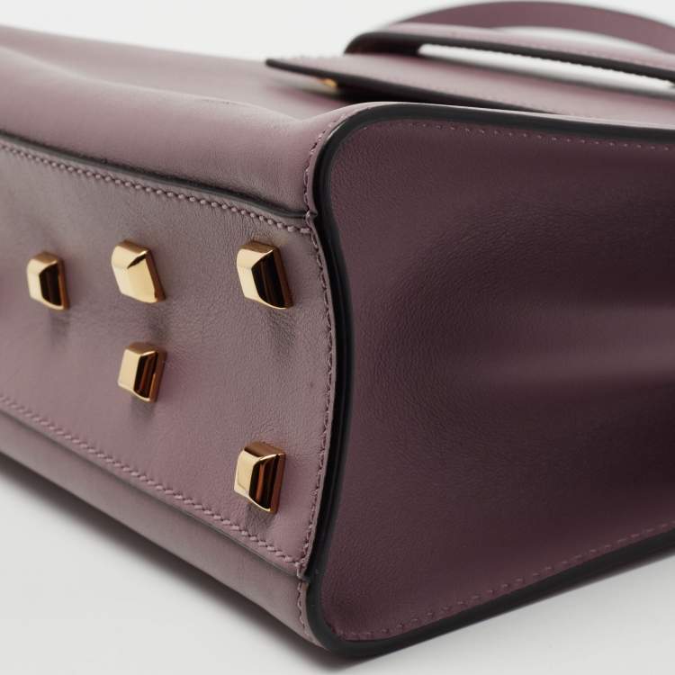 Pre Owned Valentino Purple Leather My Rockstud Top Handle Bag