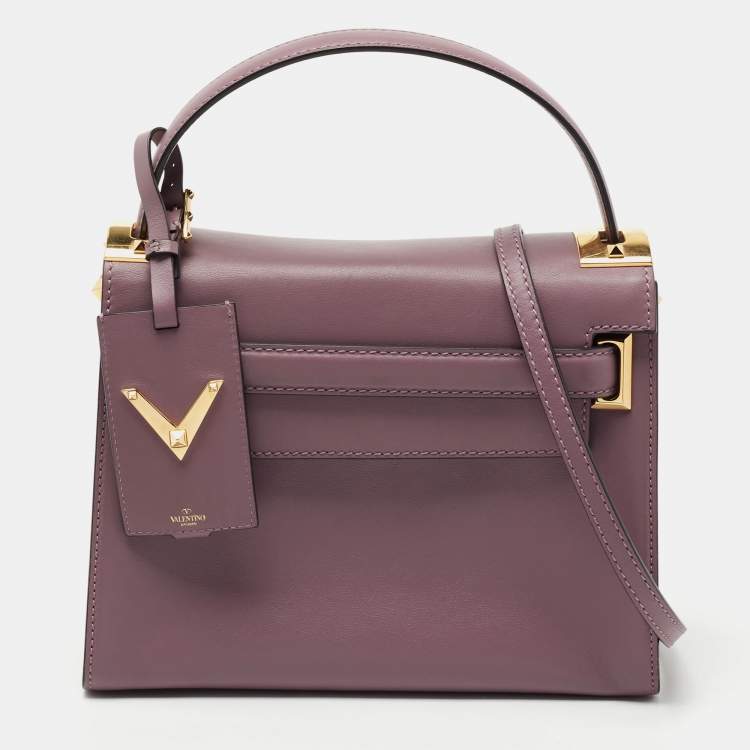 Valentino Purple Leather My Rockstud Top Handle Bag Valentino The Luxury Closet