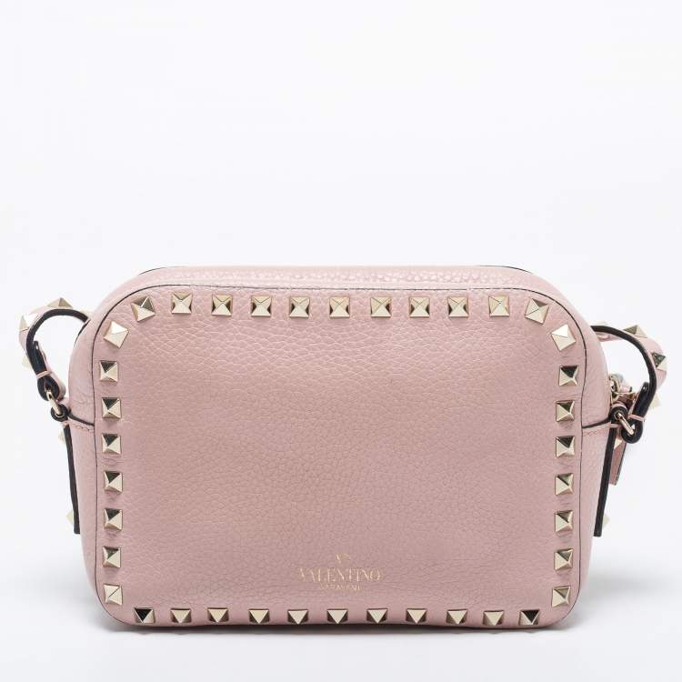 Pre Owned Valentino Pink Leather Rockstud Crossbody Bag