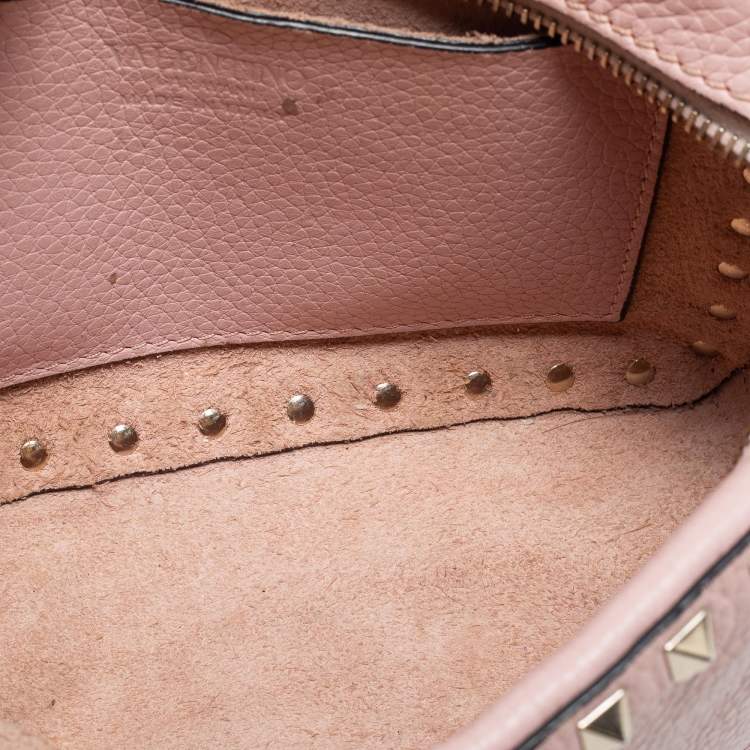 Pre Owned Valentino Pink Leather Rockstud Crossbody Bag
