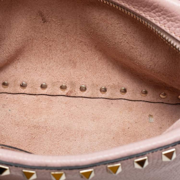 Pre Owned Valentino Pink Leather Rockstud Crossbody Bag