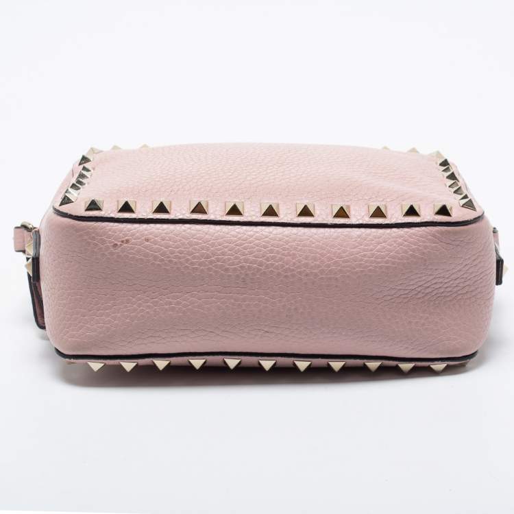 Pre Owned Valentino Pink Leather Rockstud Crossbody Bag
