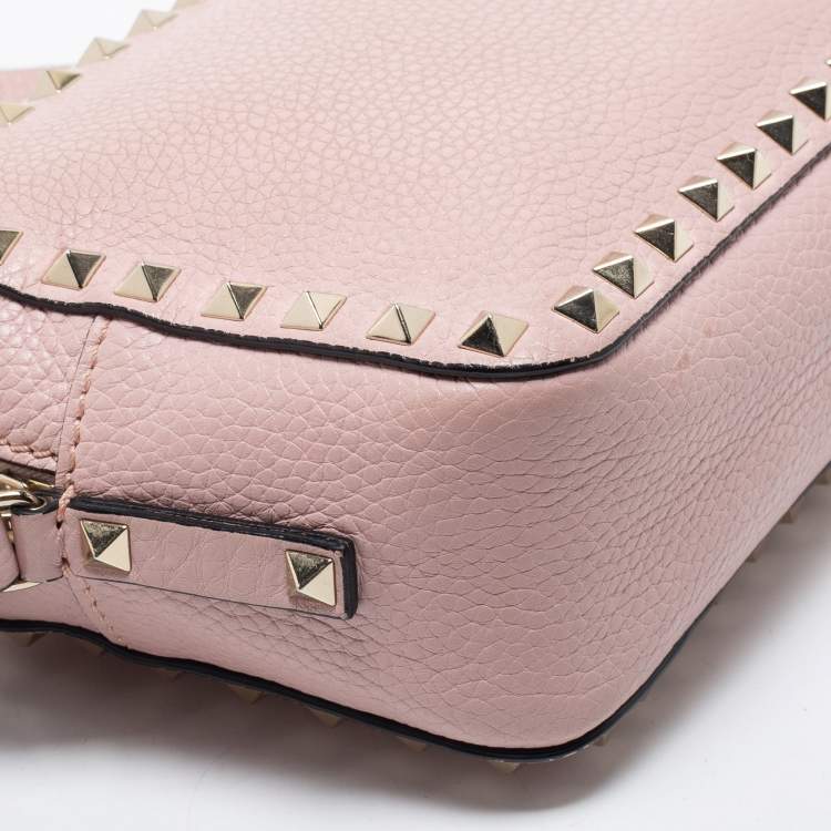 Pre Owned Valentino Pink Leather Rockstud Crossbody Bag