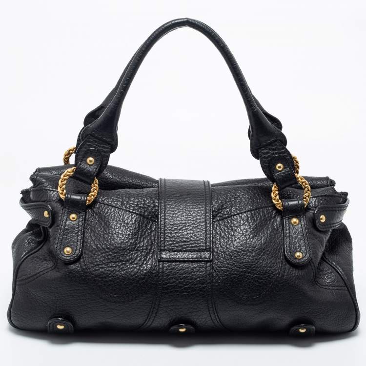 Pre Owned Valentino Black Leather Catch Satchel