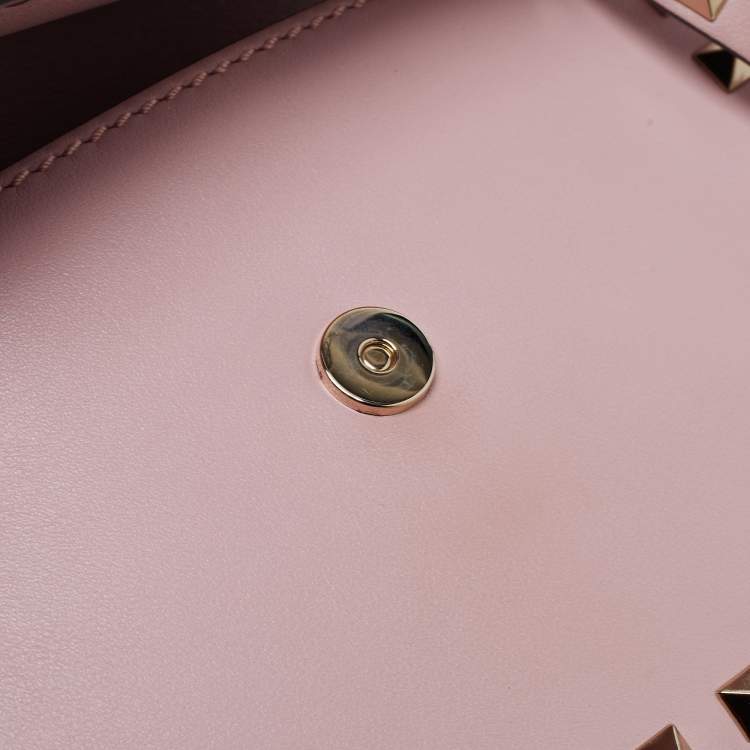 Pre Owned Valentino Pink Leather Small Rockstud Flap Crossbody Bag