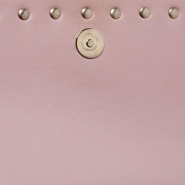 Pre Owned Valentino Pink Leather Small Rockstud Flap Crossbody Bag