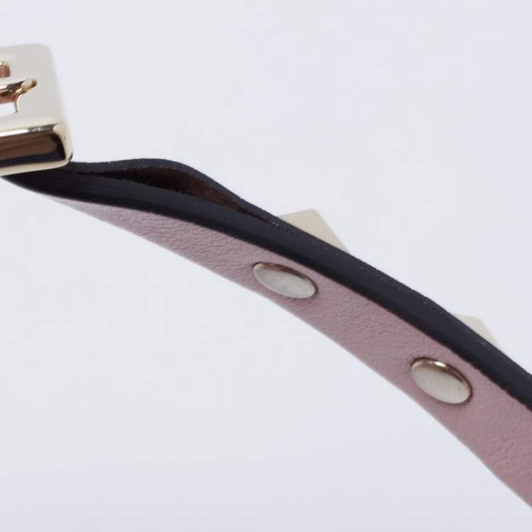 Pre Owned Valentino Pink Leather Small Rockstud Flap Crossbody Bag