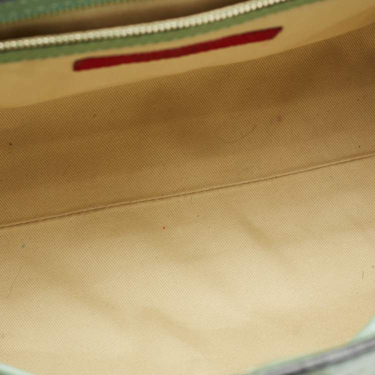 Pre Owned Valentino Green/Dusty Pink Leather Aphrodite Bow Top Handle Bag