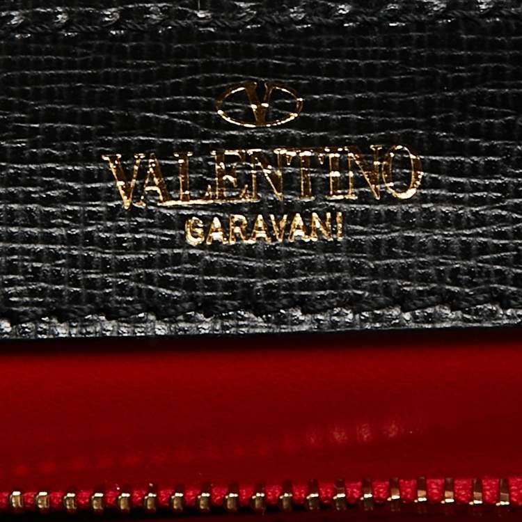 Pre Owned Valentino Black Leather Medium Rockstud Alcove Tote